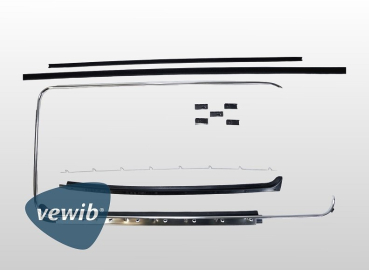 omplett-Dichtungssatz für die Beifahrertür VW Bus T2 mit festem Dreiecksfenster und Zierrahmen-Aufnahme